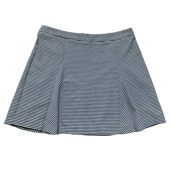 Michael Kors Black & White Striped Flair Mini Skirt 12 - Picture 1 of 7